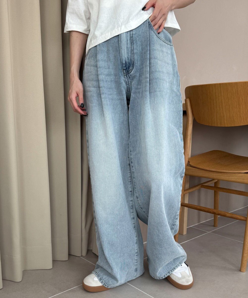 WEGO モチーフデニムタックパンツ 