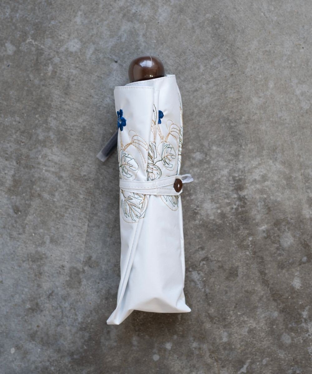 AND WOOL 〈一級遮光生地・晴雨兼用〉スミレ刺繍の日傘 （折りたたみタイプ） 