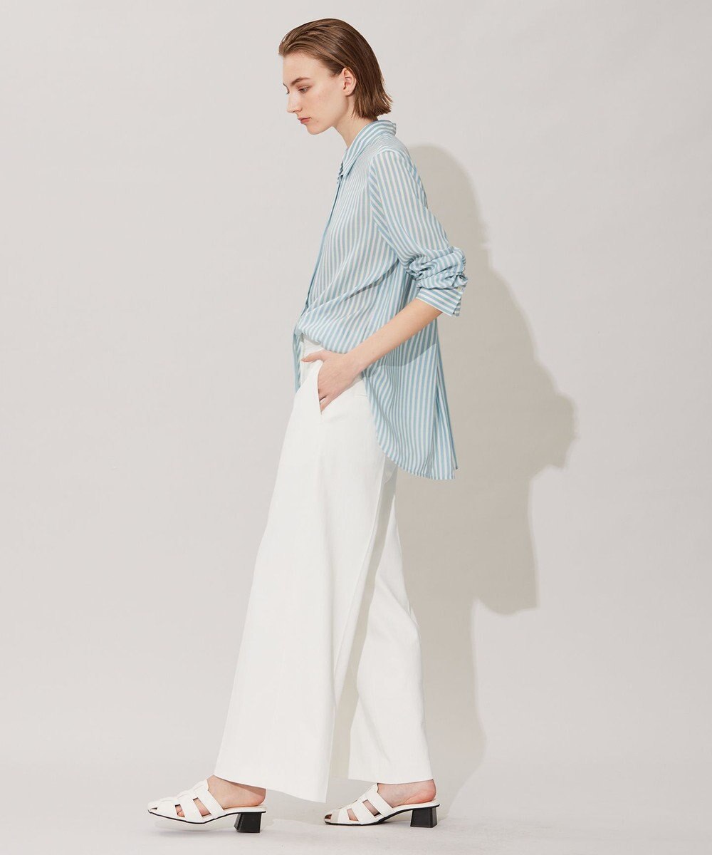 ICB L 【洗える】 キュプラローンストライプ シャツ 