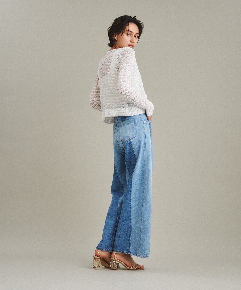 GRACE CONTINENTAL 切替ワイドデニムパンツ 