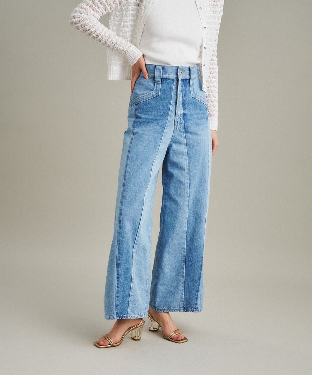 GRACE CONTINENTAL 切替ワイドデニムパンツ 