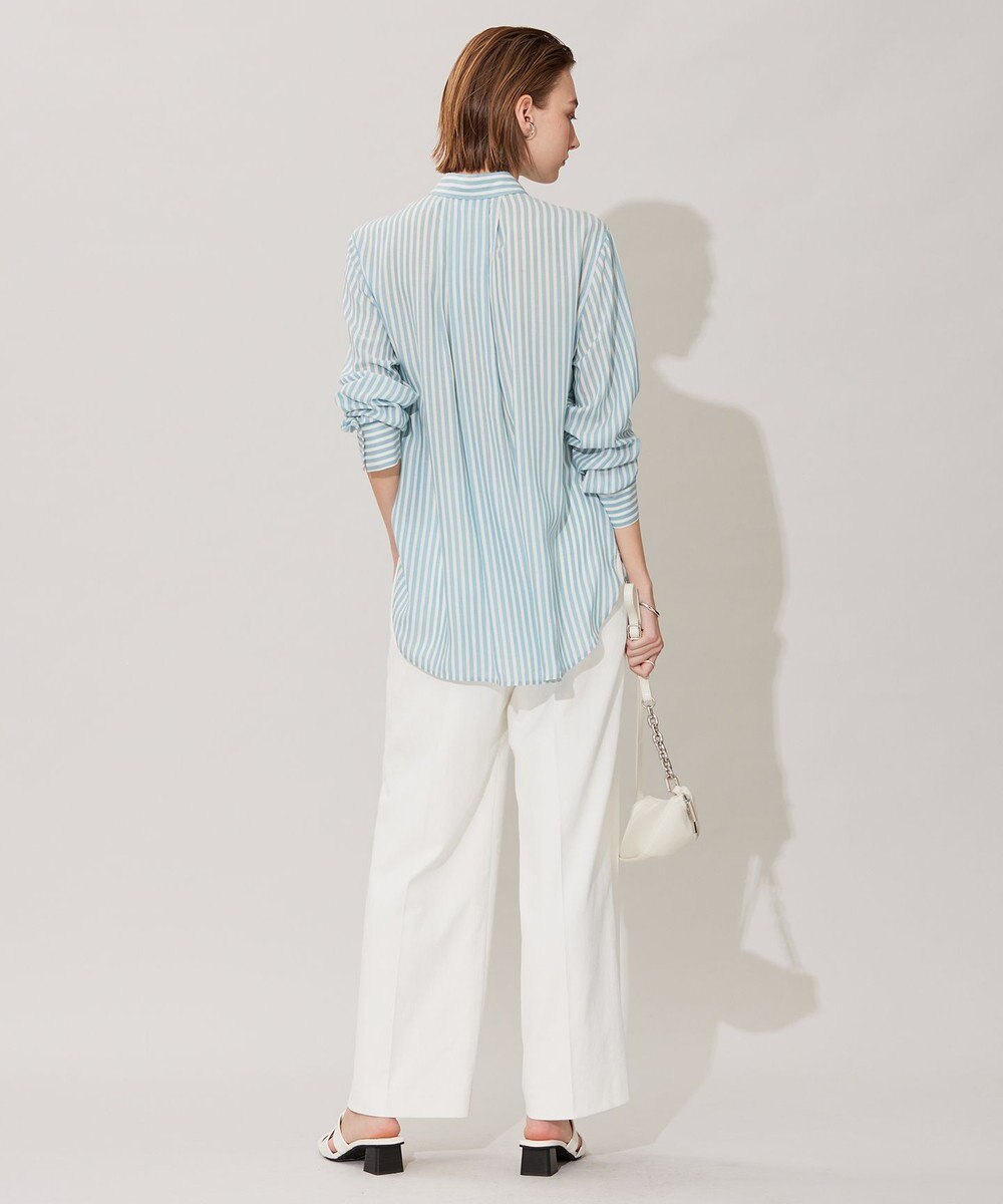 ICB L 【洗える】 キュプラローンストライプ シャツ 