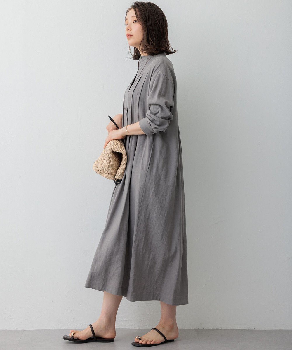 23区 【SLOW/一部店舗限定】ブライトリネン シャツ ワンピース 