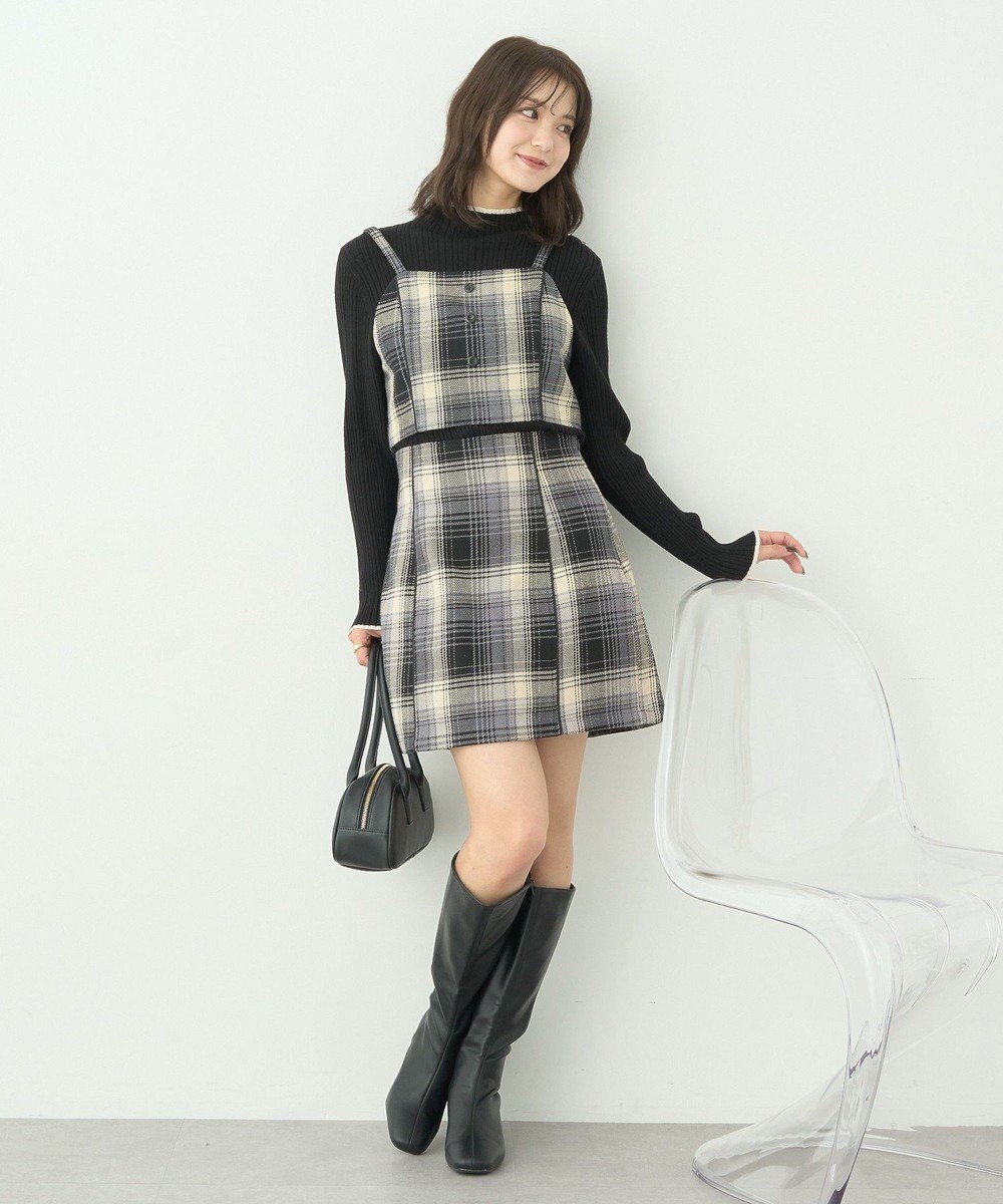 earth music&ecology コットンツイルチェックミニスカート 