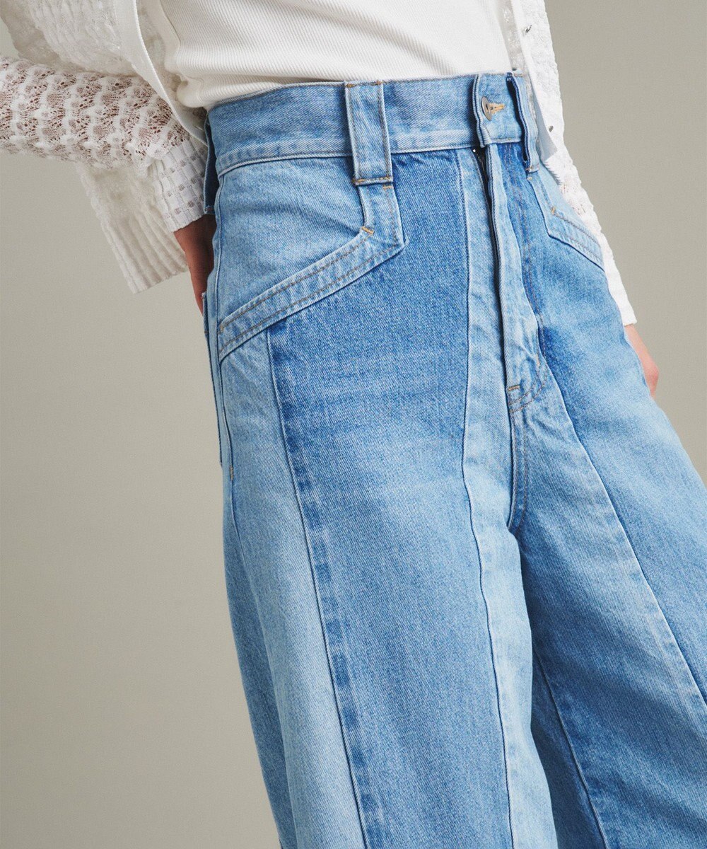 GRACE CONTINENTAL 切替ワイドデニムパンツ 