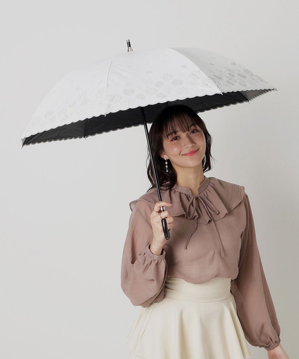 MOONBAT 【一級遮光/晴雨兼用日傘】ランバン オン ブルー (LANVIN en Blue)  長傘 日傘 フラワーグリッター 