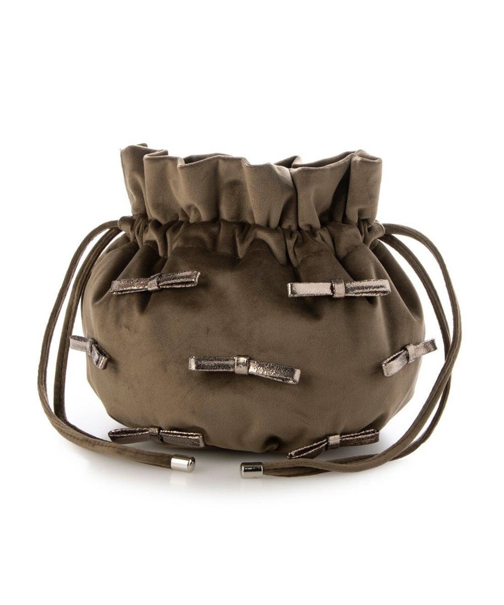 UNBILLION カシュカシュ cachecache / メタリックリボンベロア巾着バッグ 