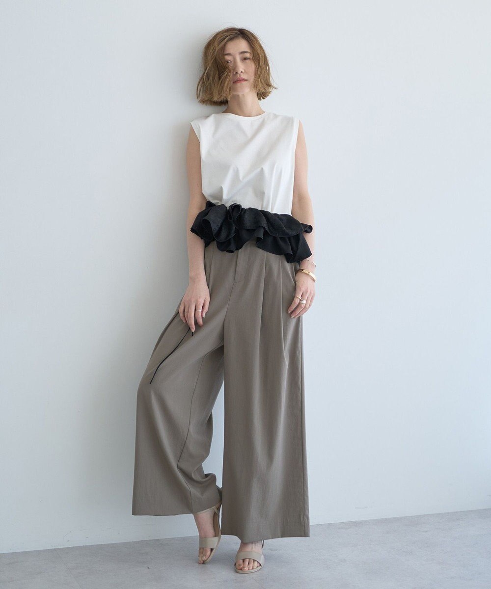 YECCA VECCA コットンスムースノースリーブトップス 