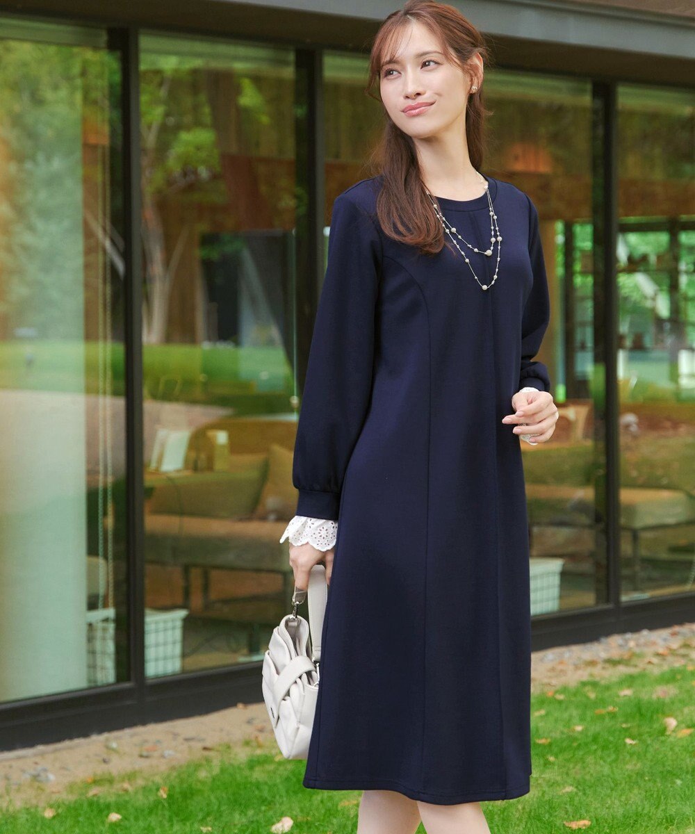 Tiaclasse コットンレースドッキングカットソーワンピース 