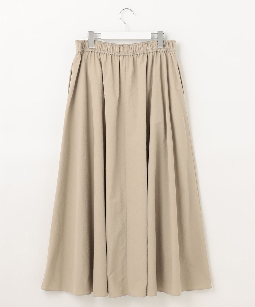 UNFILO 【洗える】撥水ナイロンタフタ ロングスカート 