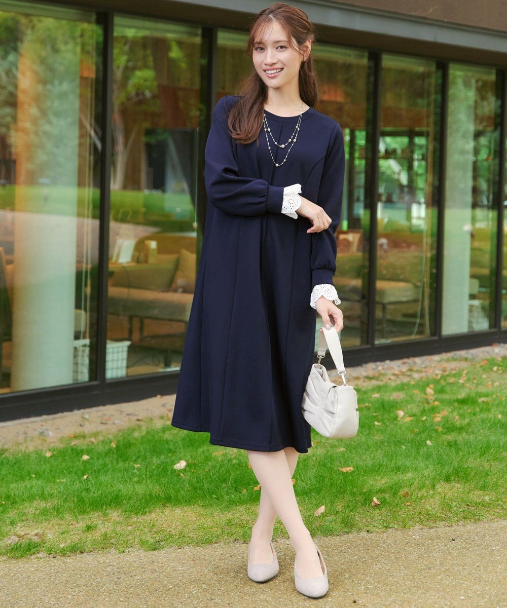 Tiaclasse コットンレースドッキングカットソーワンピース 