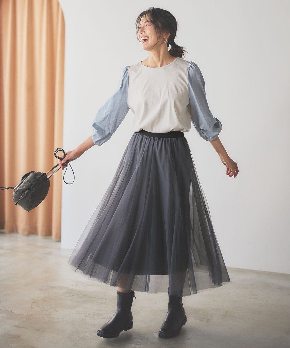 ANY 【洗濯機可】着映える袖ねじりトップス 