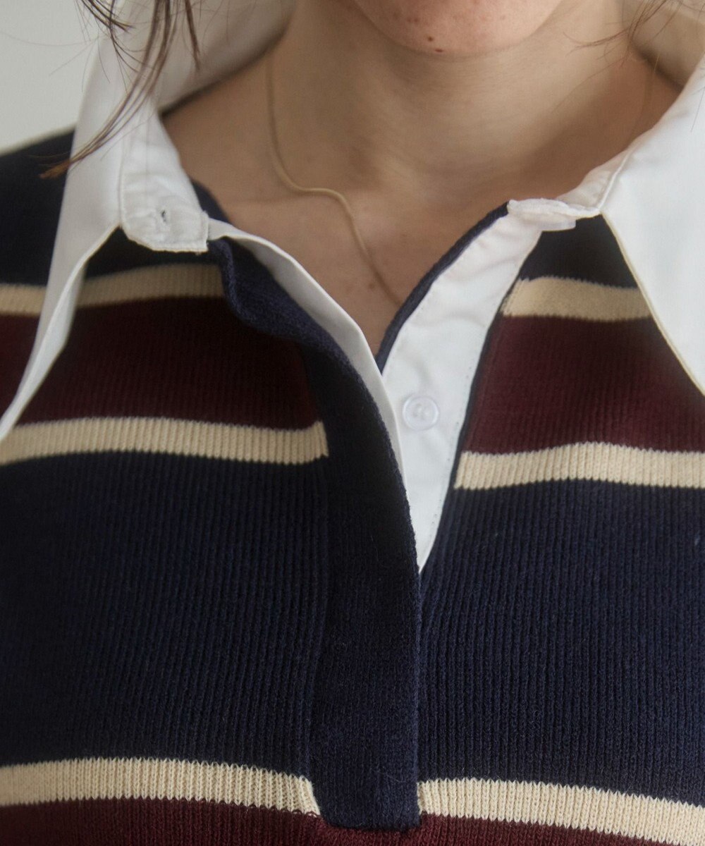 WEGO 【ANGIE VINTAGE】シャツ襟 ドッキング　フェイクレイヤード ニット トップス 