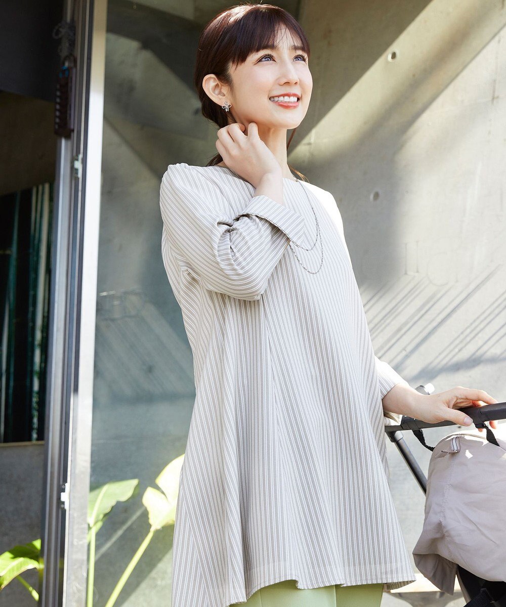 Tiaclasse L 【小倉優子さん着用・選べる袖TYPE・洗える】バックフレアチュニック 