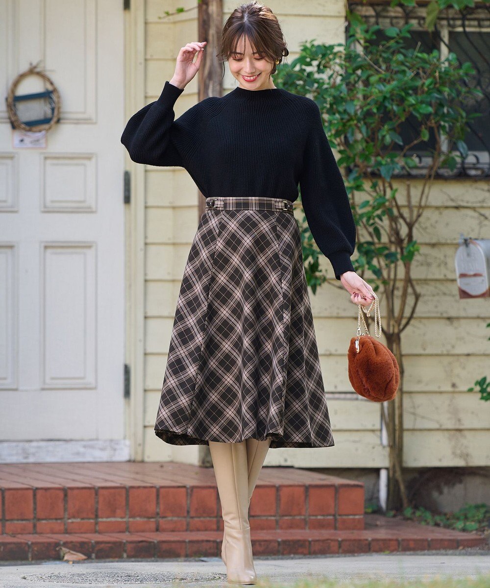 ANY SIS 【洗える】ベルトポイントフレア スカート 