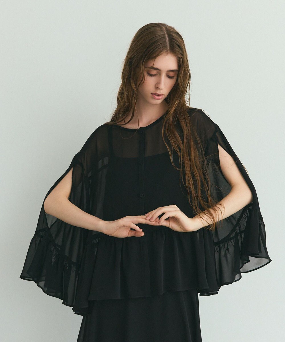 GRACE CONTINENTAL シフォンフリルポンチョ 