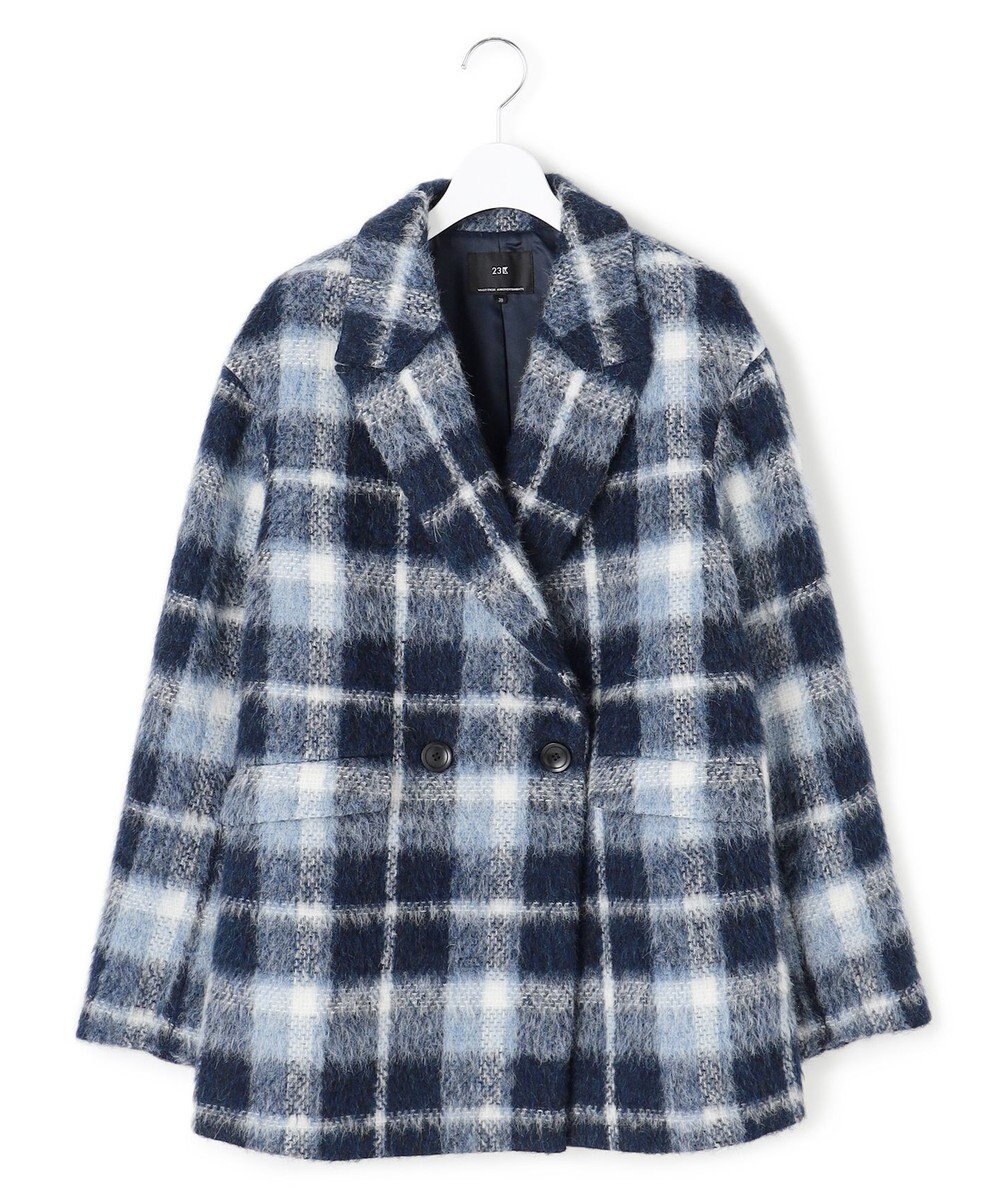 23区 【一部店舗限定】アルパカシャギーチェック コート 