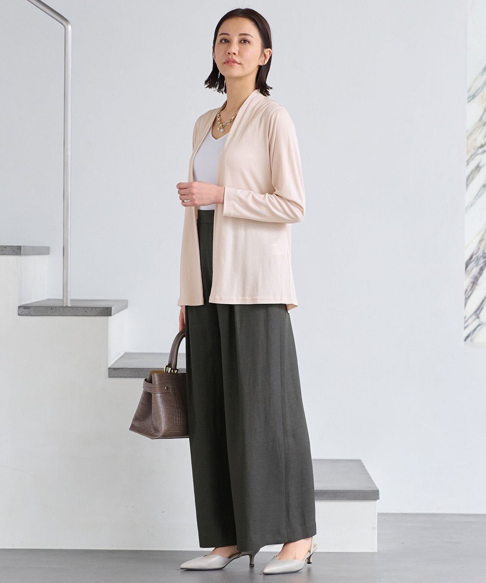 自由区 L 【洗える/セット可】キュプラリネンシャンタン ワイドパンツ 