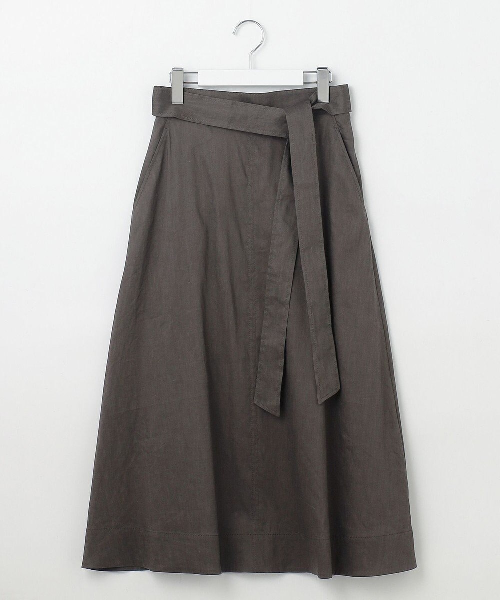 自由区 【洗える】リネンビスコースストレッチフレア スカート 
