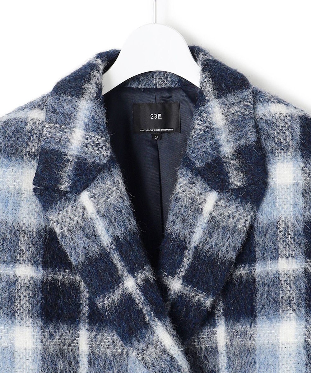23区 【一部店舗限定】アルパカシャギーチェック コート 