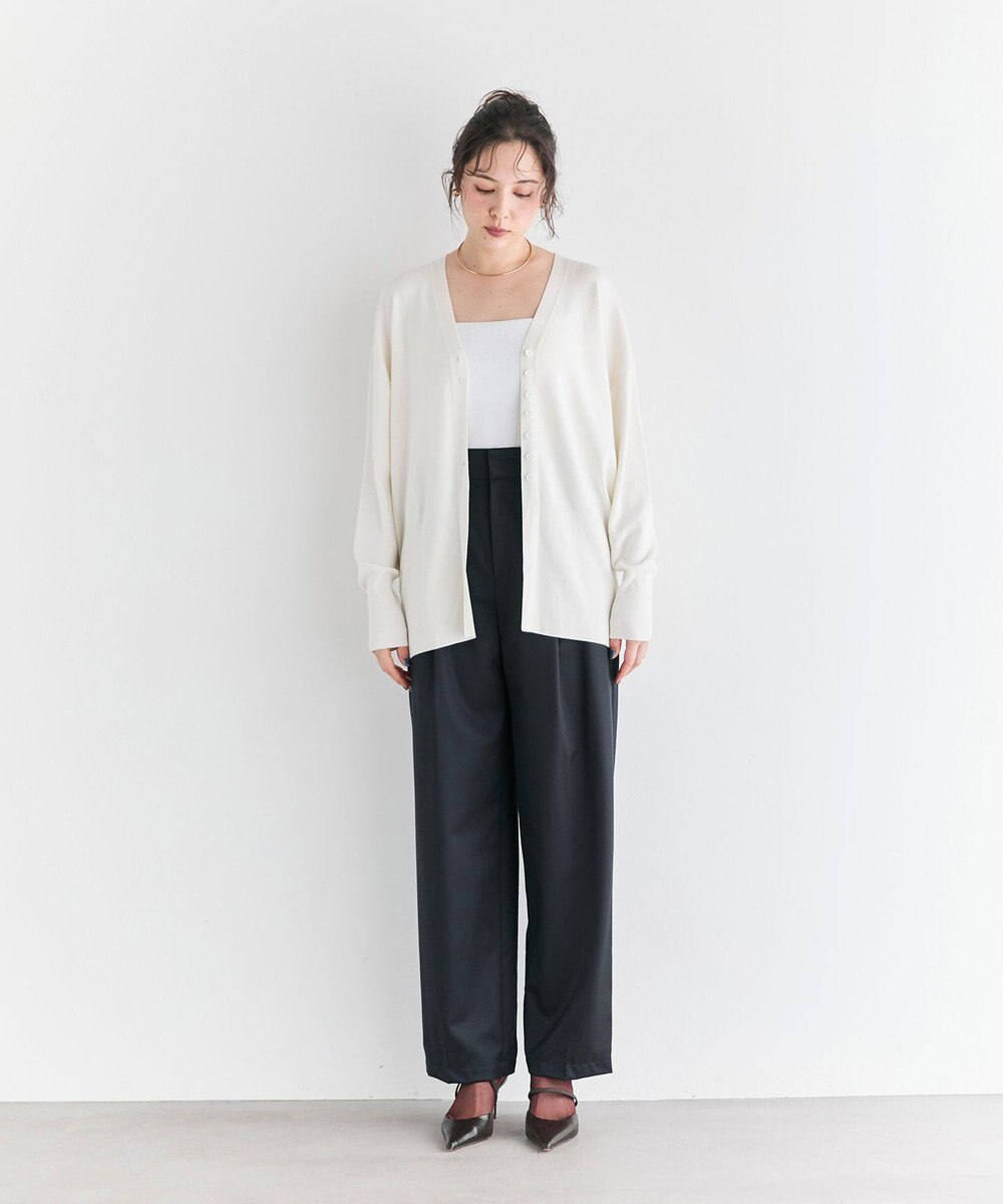#Newans 【洗える】ファインボタンＶネックカーディガン 