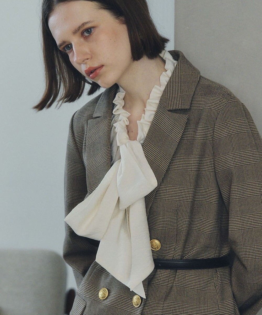 YECCA VECCA フリルギャザーボウタイブラウス 