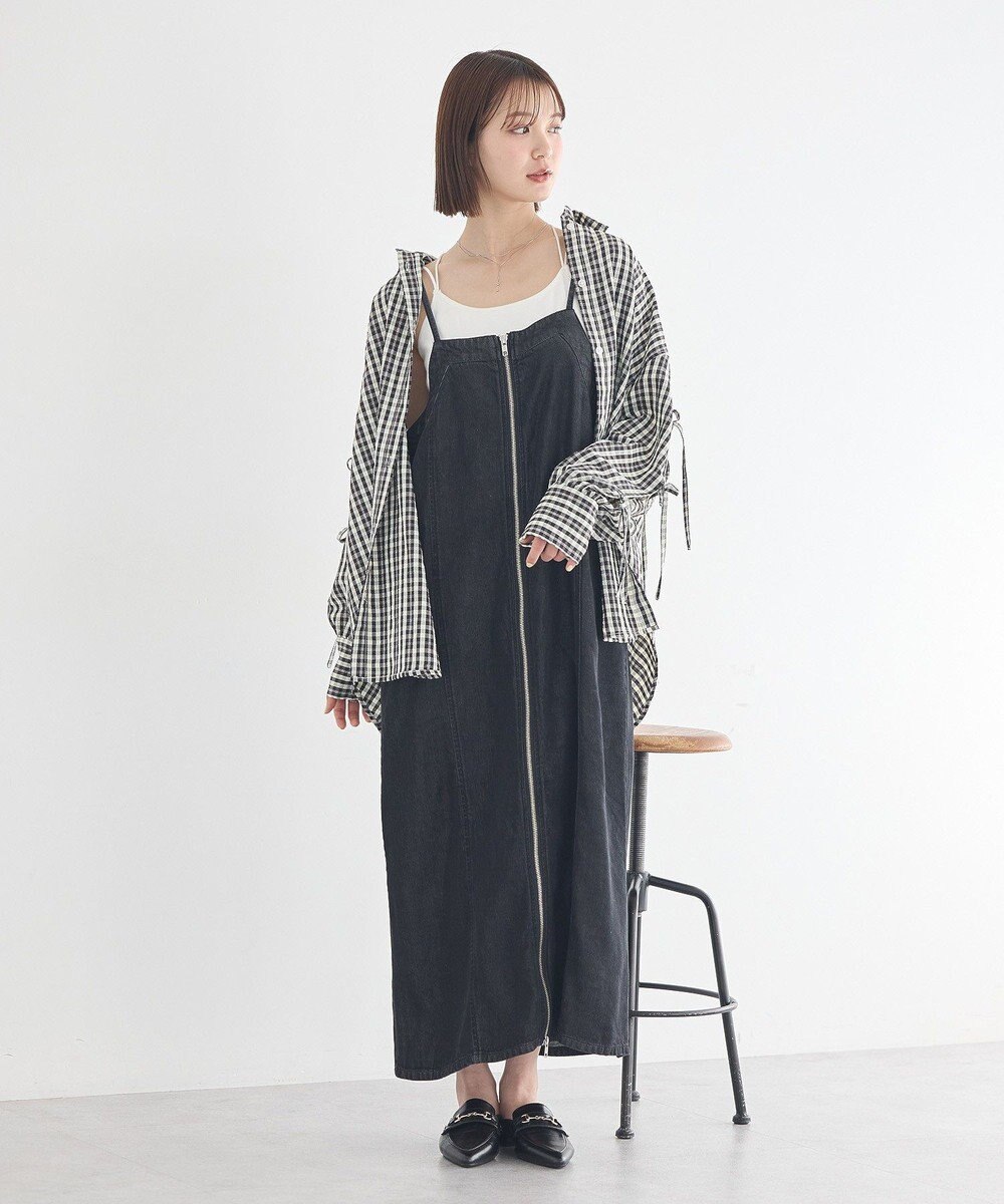 earth music&ecology ダブルジップデニムキャミワンピース 