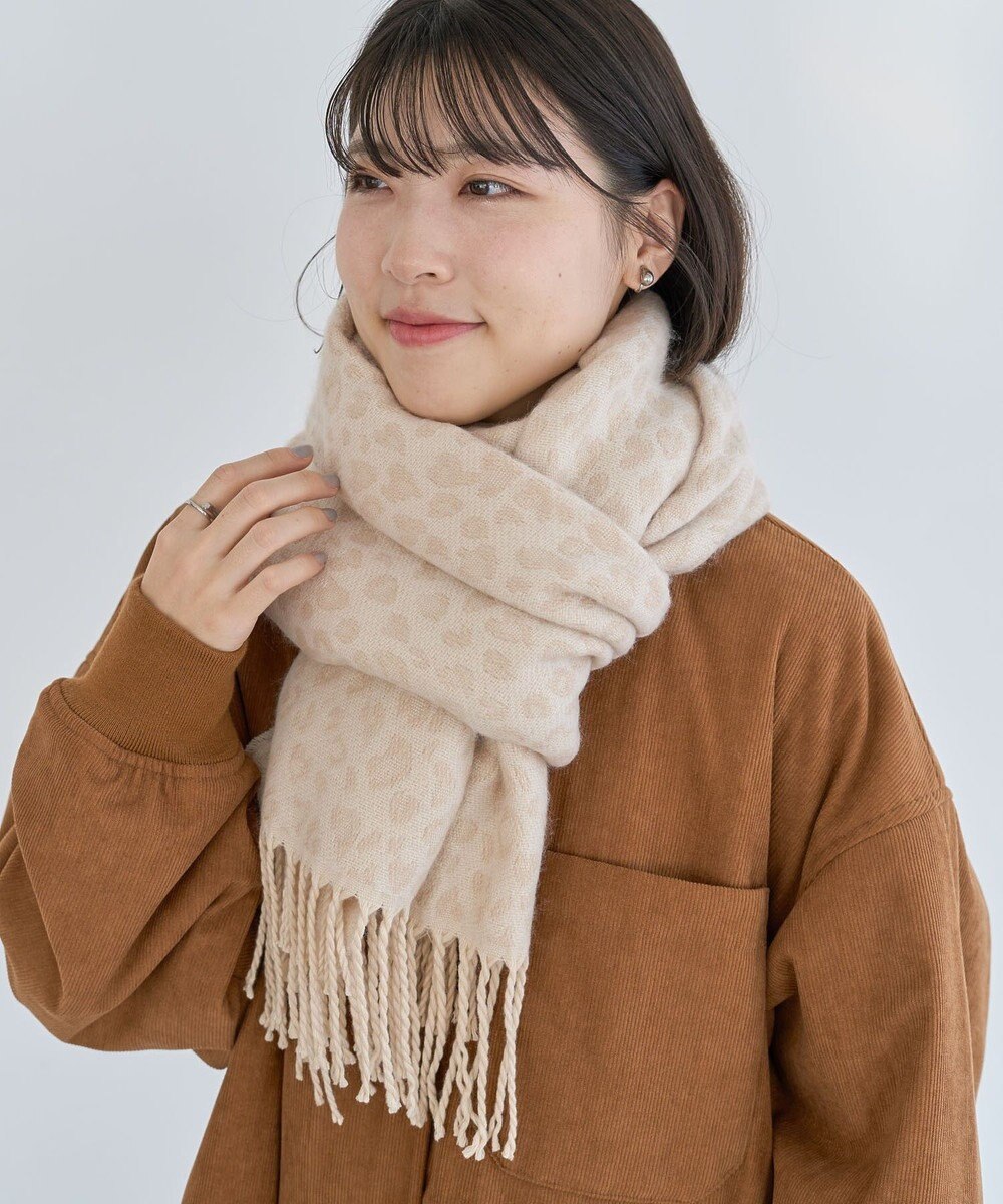 Green Parks レオパードジャガードストール 