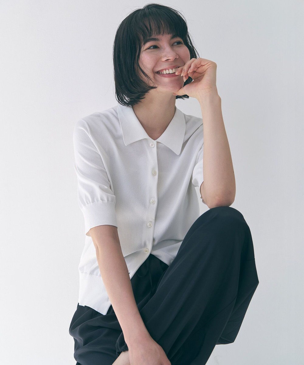 UNFILO スゴ機能美ニット 衿付カーディガン 