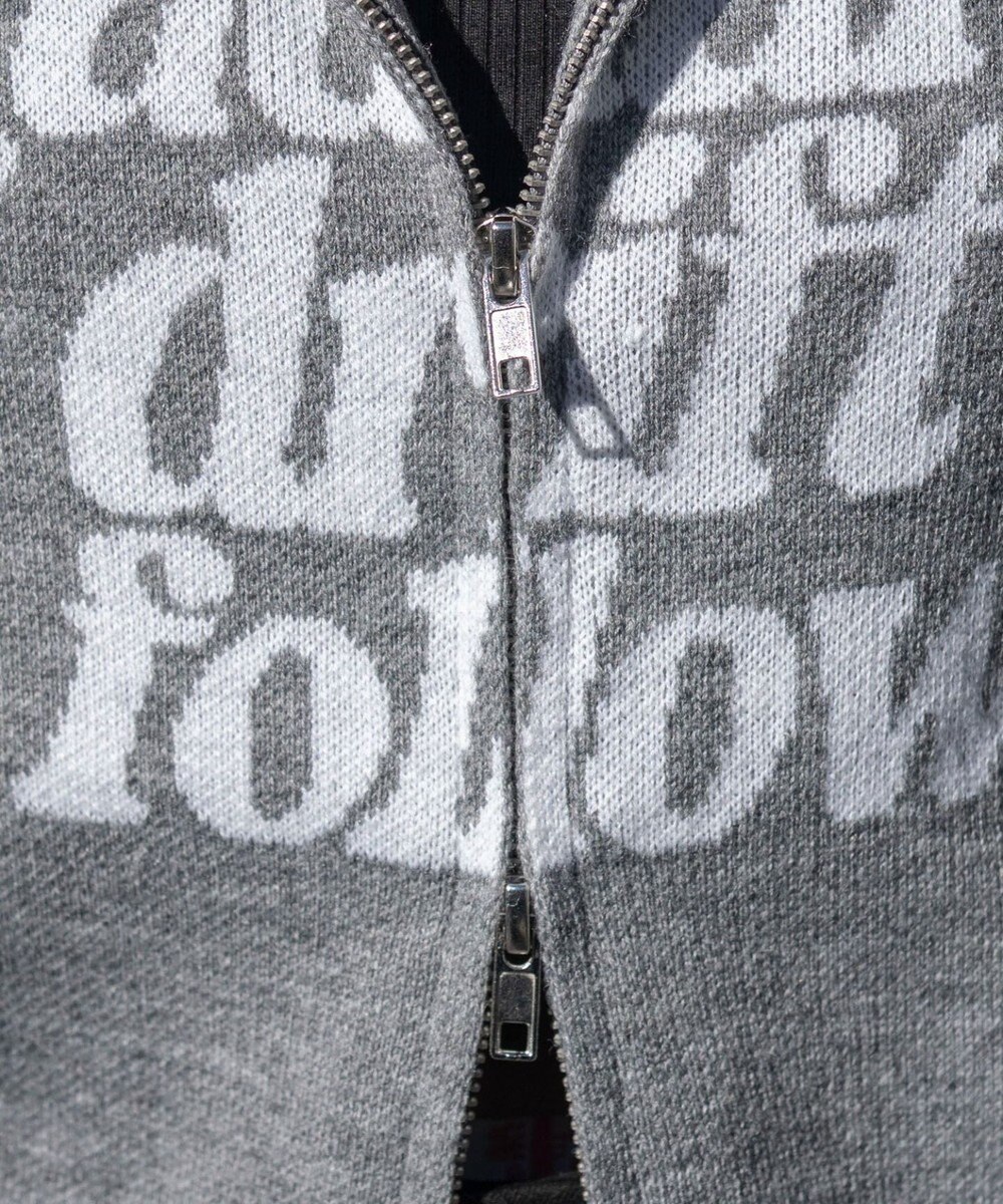 WEGO グラフィックジャガードニットZIPパーカー 