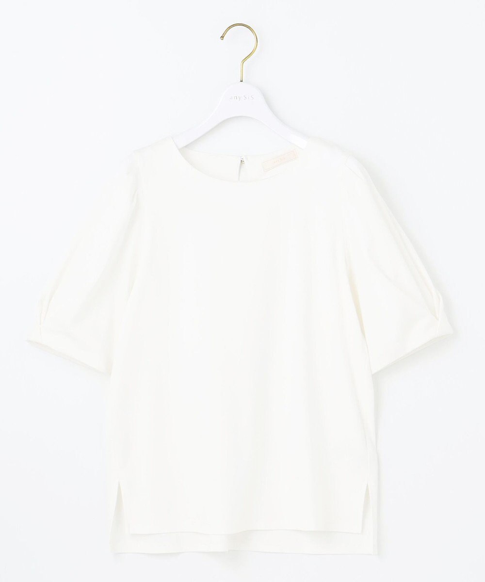 ANY SIS S 【撥水・汗ジミ防止・UVケア・洗える】スーピマスムース 袖タック Tシャツ 