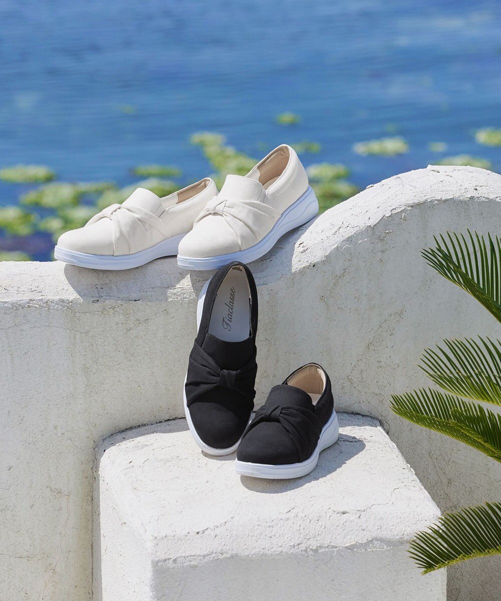 Tiaclasse 【安田美沙子さん着用】キャンバスリボンスリッポン 