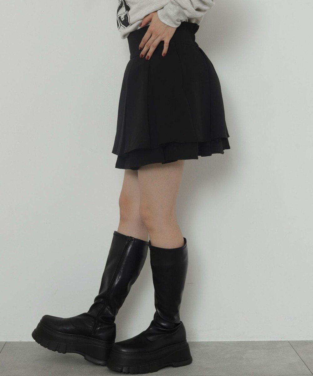 WEGO ハイウエスト2段プリーツスカパン 