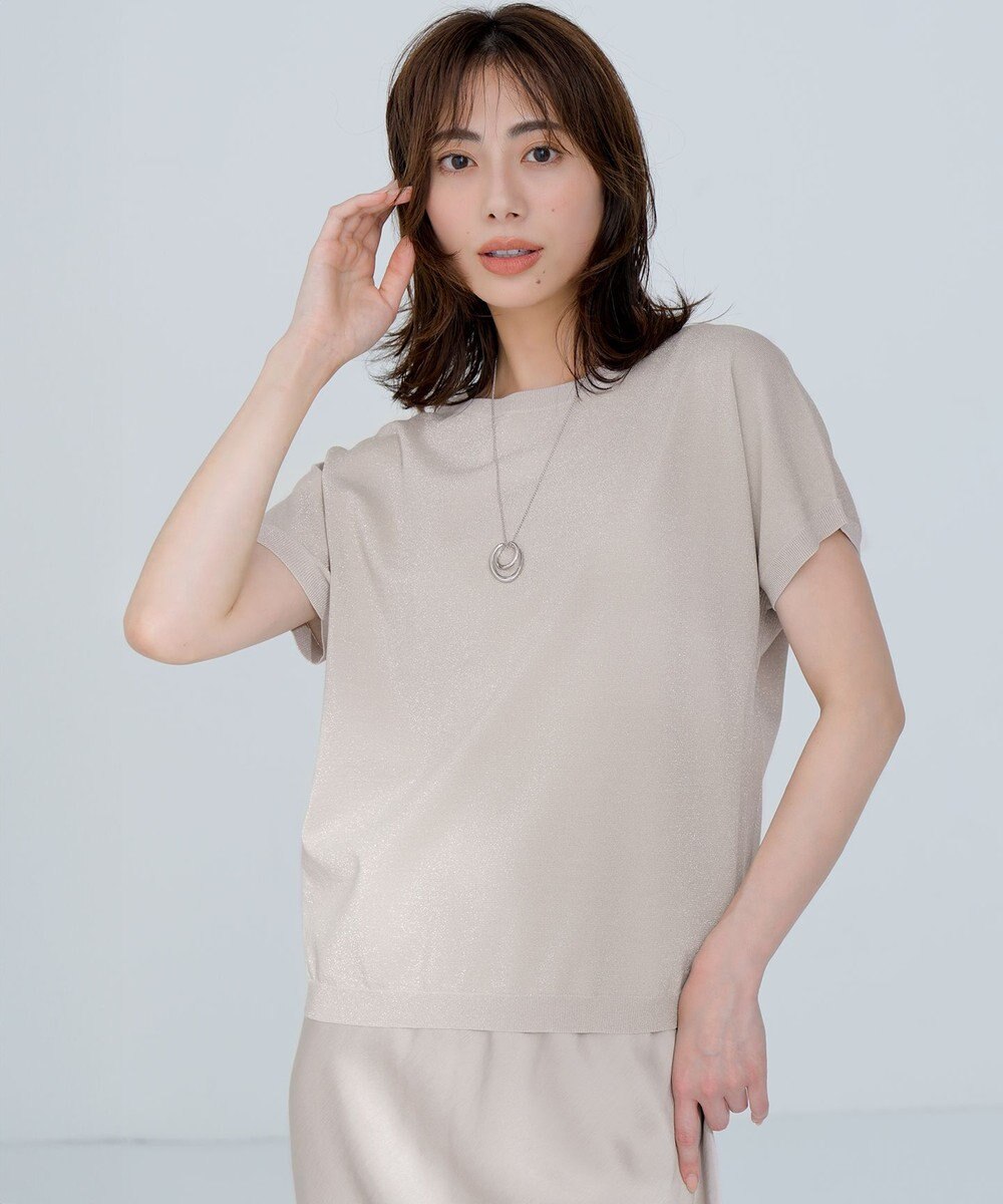 23区 【洗える】レーヨンポリエステルストレッチ プルオーバー ラメニット 