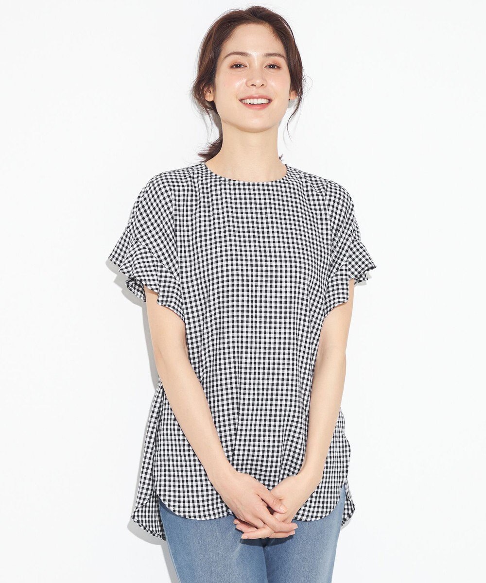 ANY 【洗える】ライトリネンクロスフレアスリーブ ブラウス 