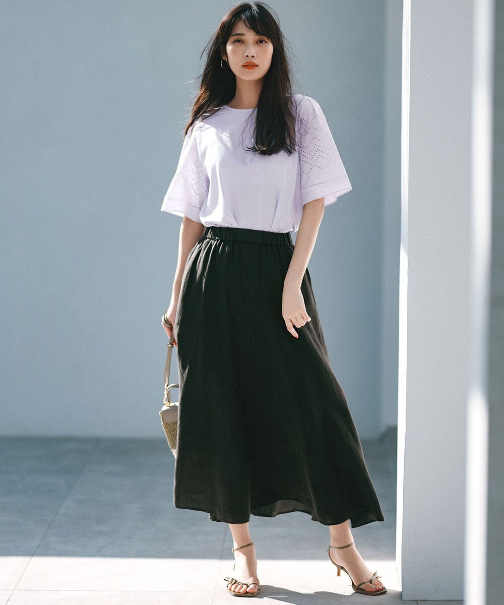 23区 L 【洗える】LIBECOリネン フレアスカート 