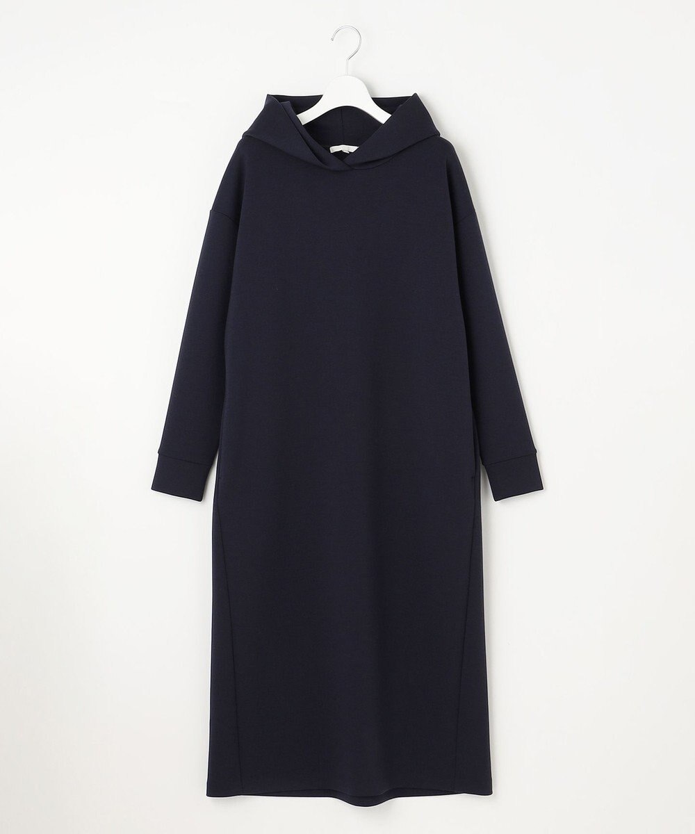 自由区 L 【WEB限定・洗える】マットストレッチダンボールフーディー ワンピース 