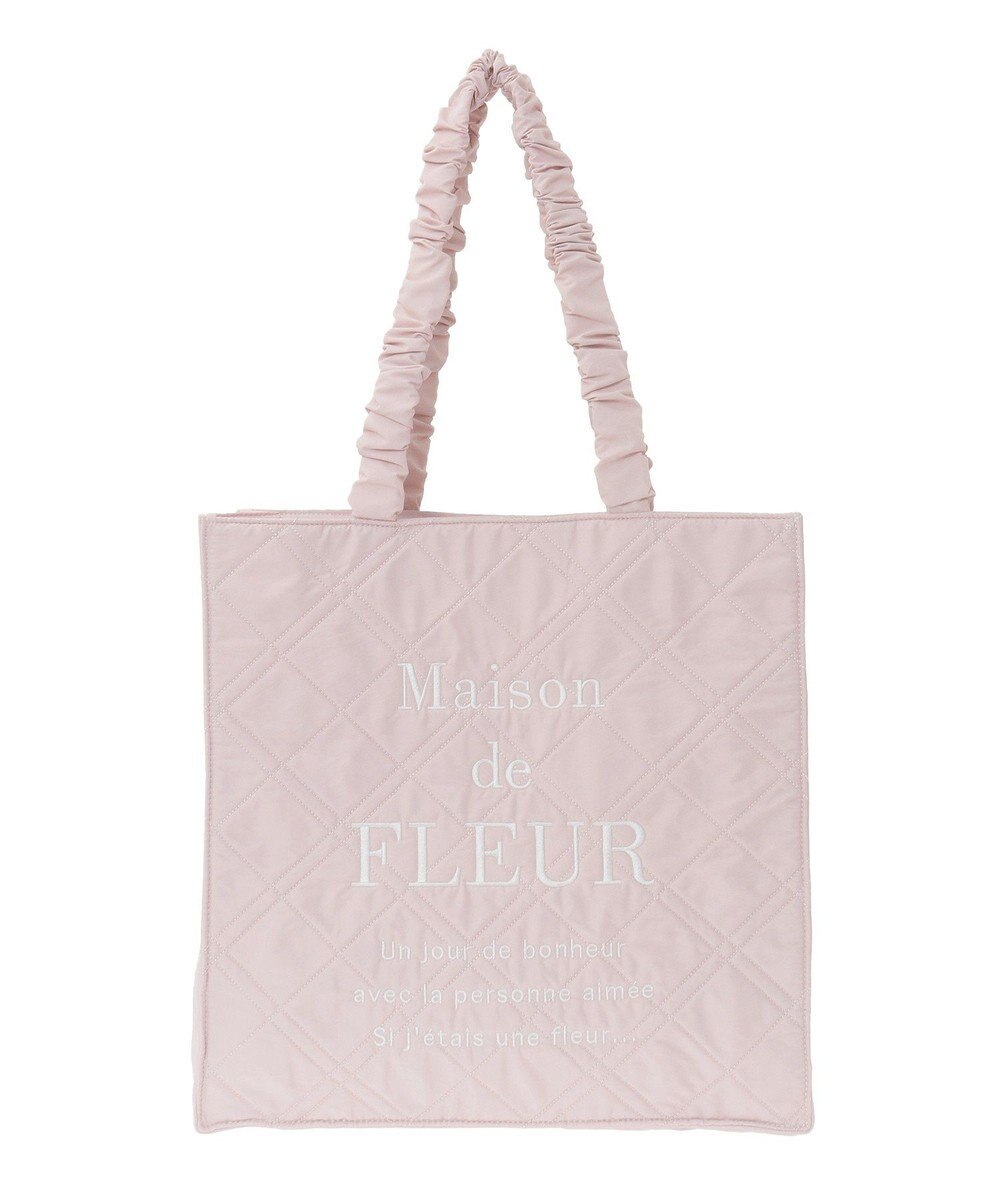 Maison de FLEUR ブランドロゴ刺繍キルティングスクエアトート 