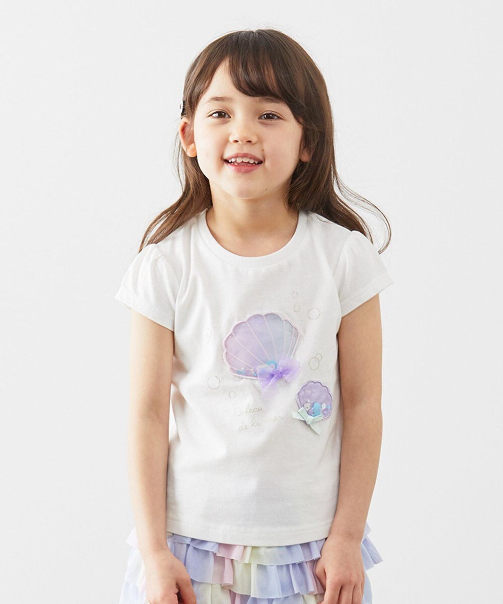 any FAM KIDS 接触冷感しゃらしゃらビーズTシャツ レインボー