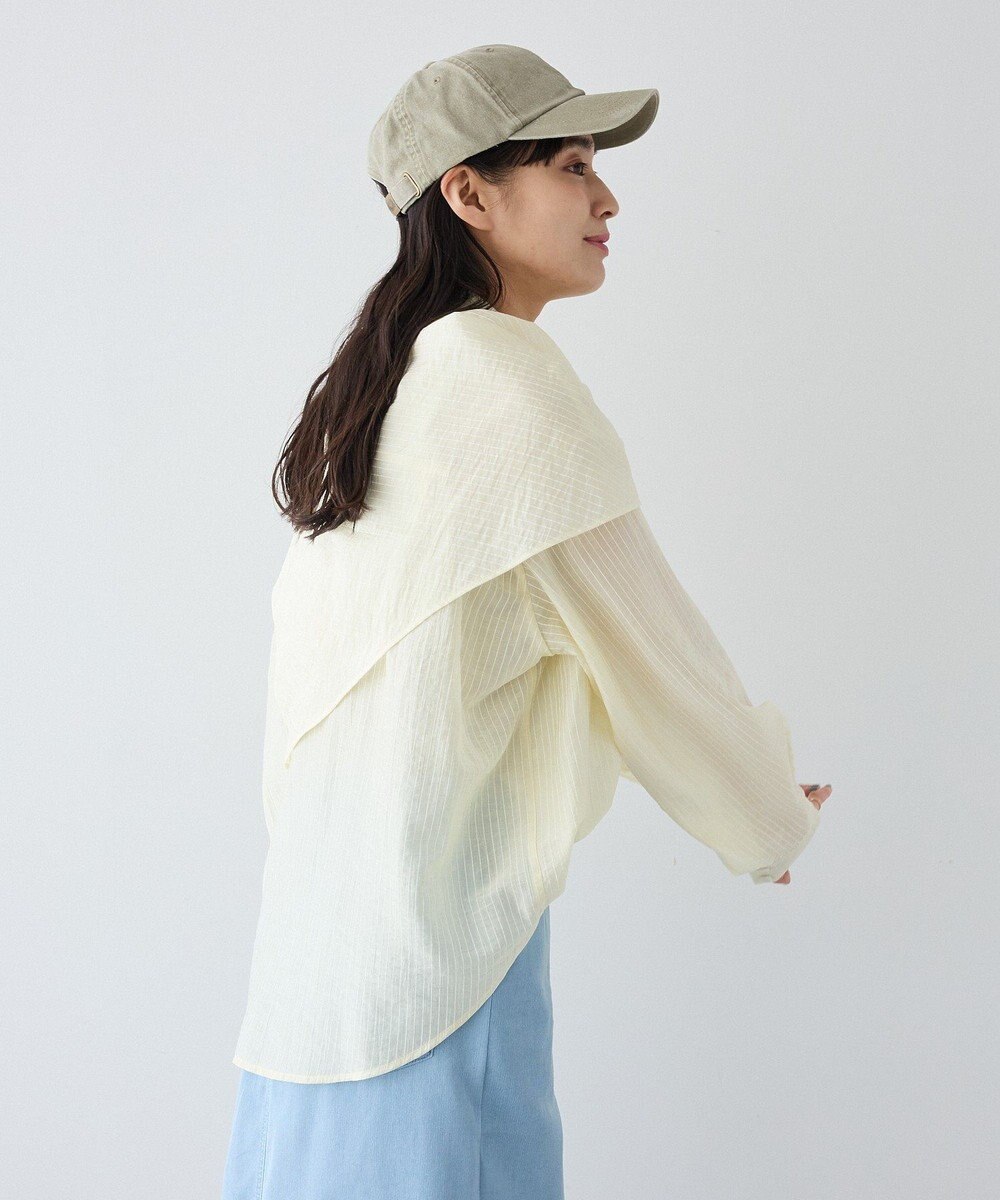 CRAFT STANDARD BOUTIQUE 【2点SET】スカーフ付きシアーストライプシャツ 