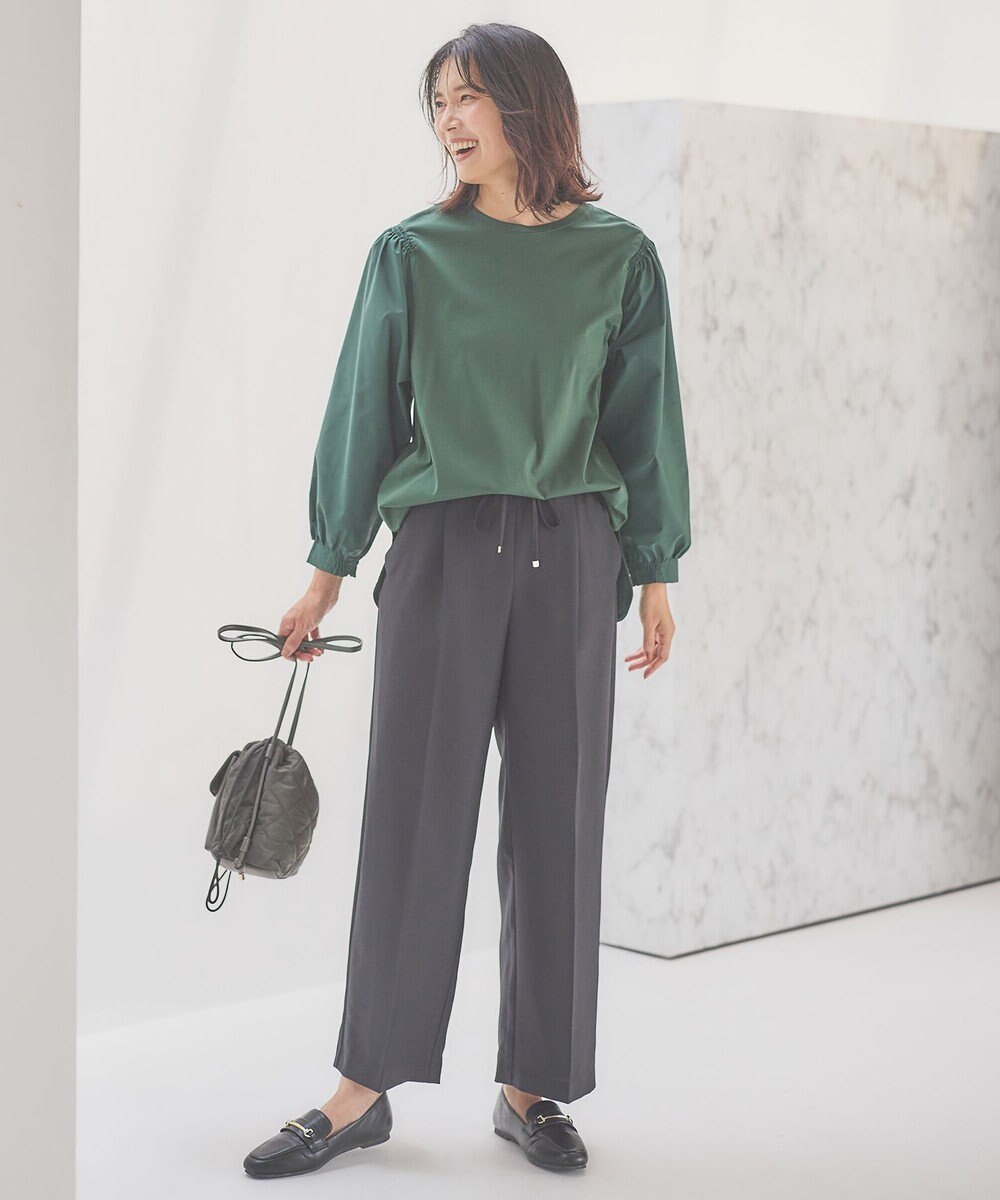 ANY 【洗濯機可能/セットアップ対応/ウエストゴム】イージィケア美脚ワイドパンツ 