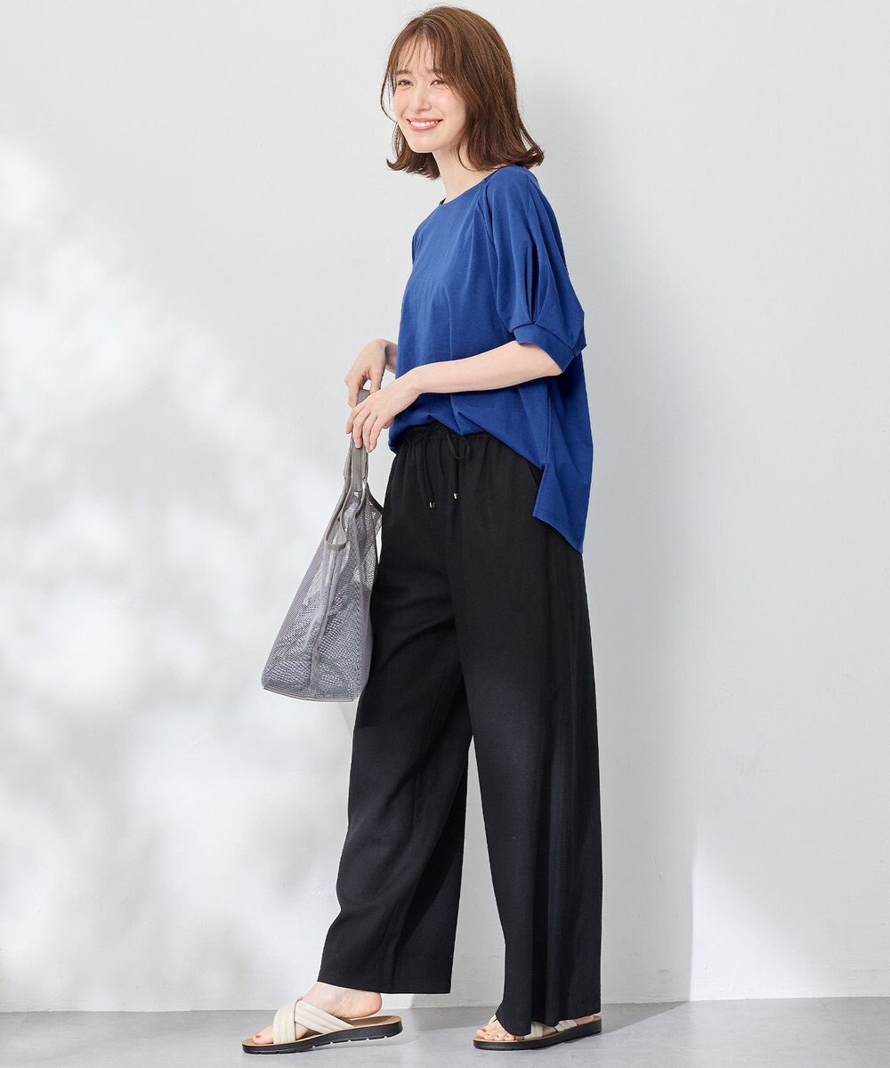 ANY 【ウエストゴム】リネンレーヨンワイドパンツ 