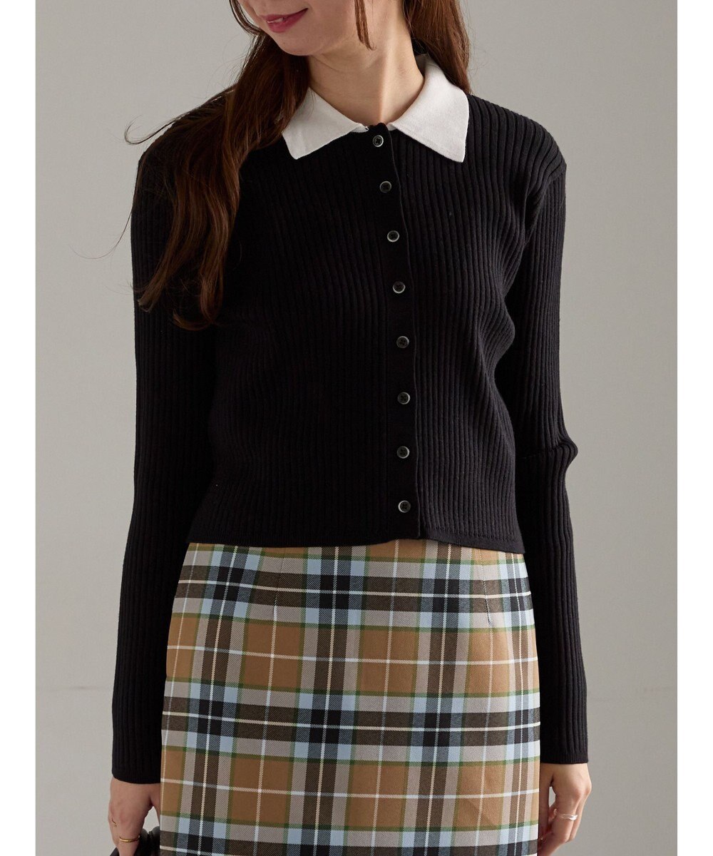 Te chichi ポロカラークロップトカーディガン 