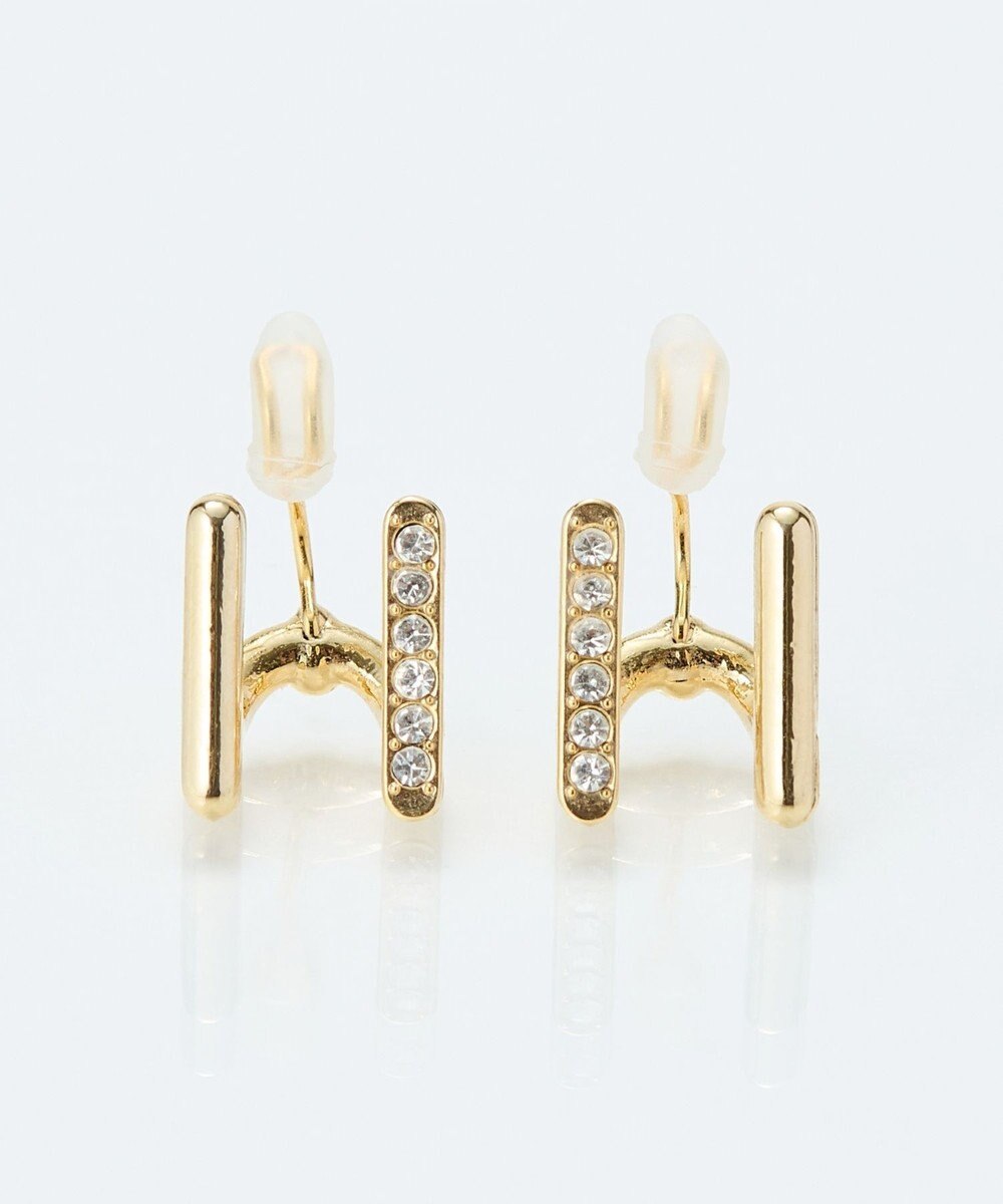 Phoebe 【痛くないシリーズ/金属アレルギー対応】ダブルラインビジューライトフィットイヤリング　ゴールド 