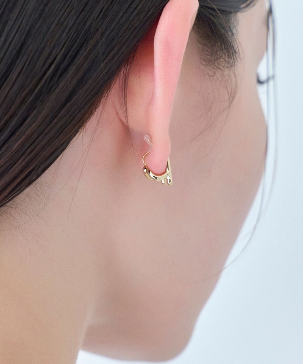 Phoebe 【痛くないシリーズ/金属アレルギー対応】ダブルラインビジューライトフィットイヤリング　ゴールド 