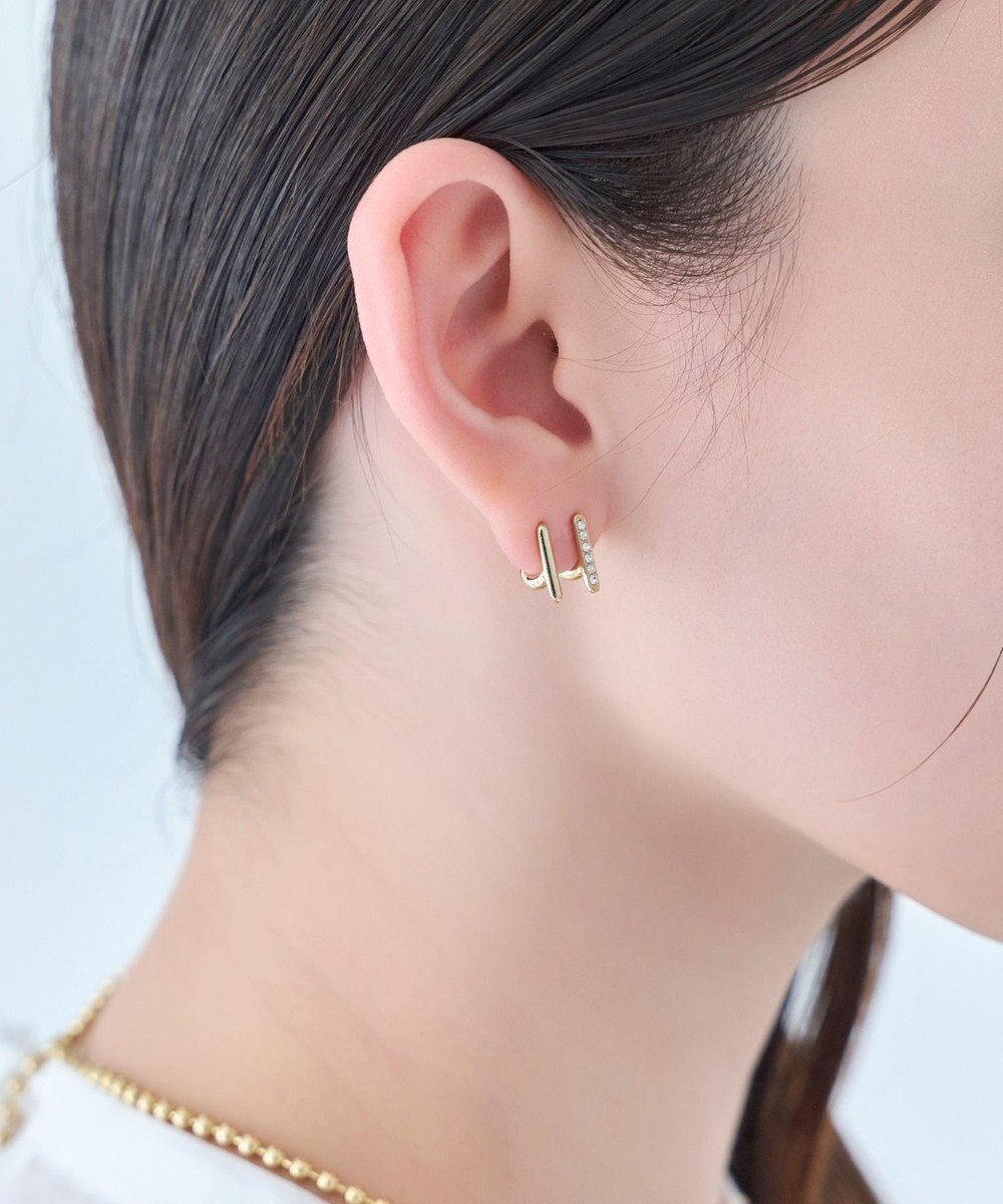 Phoebe 【痛くないシリーズ/金属アレルギー対応】ダブルラインビジューライトフィットイヤリング　ゴールド 