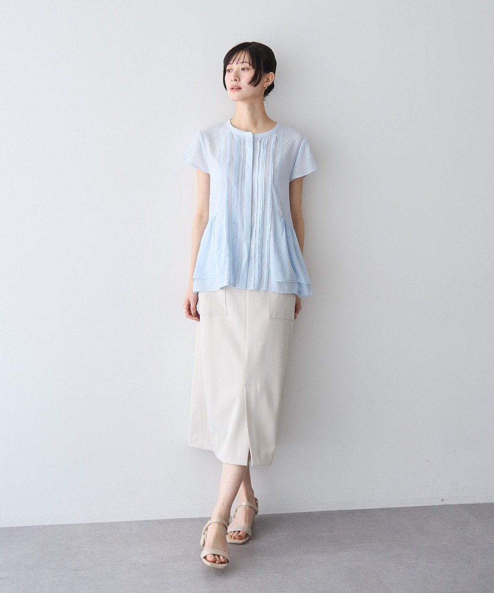 YECCA VECCA ペプラムシアーブラウス 
