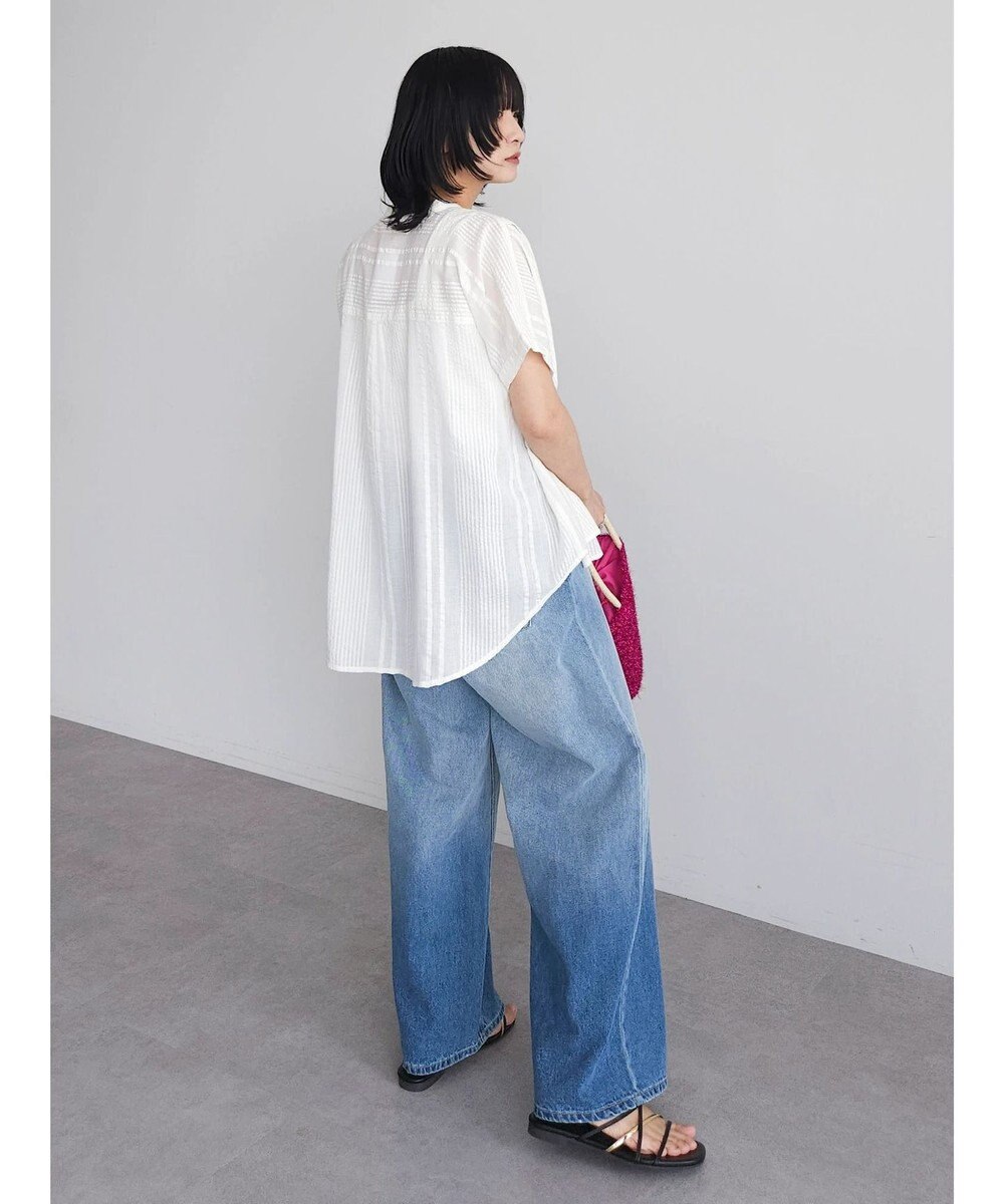 Green Parks インド綿  バンドカラーデザイン５分袖シャツ 