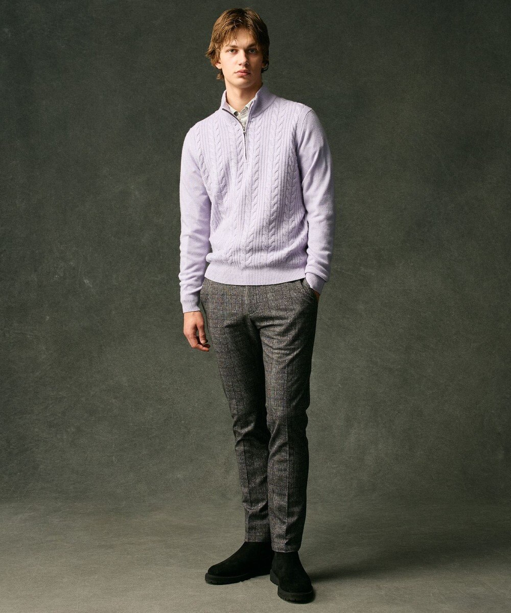 JOSEPH ABBOUD 【キングサイズ・暖か/軽量】カシミヤブレンド ハーフジップ ニット 