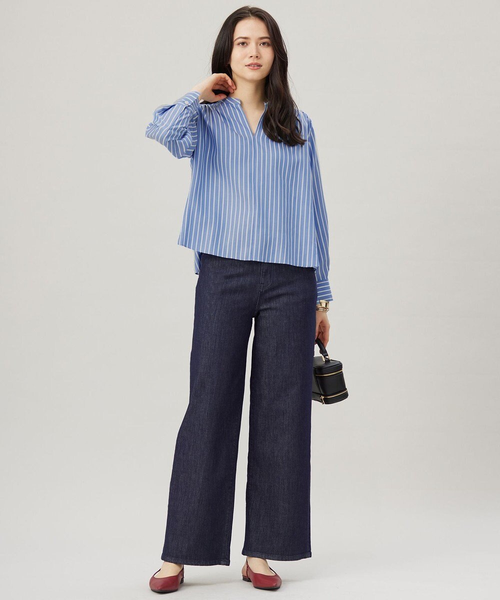 自由区 【洗える】ウスカルデニム ワイドパンツ 